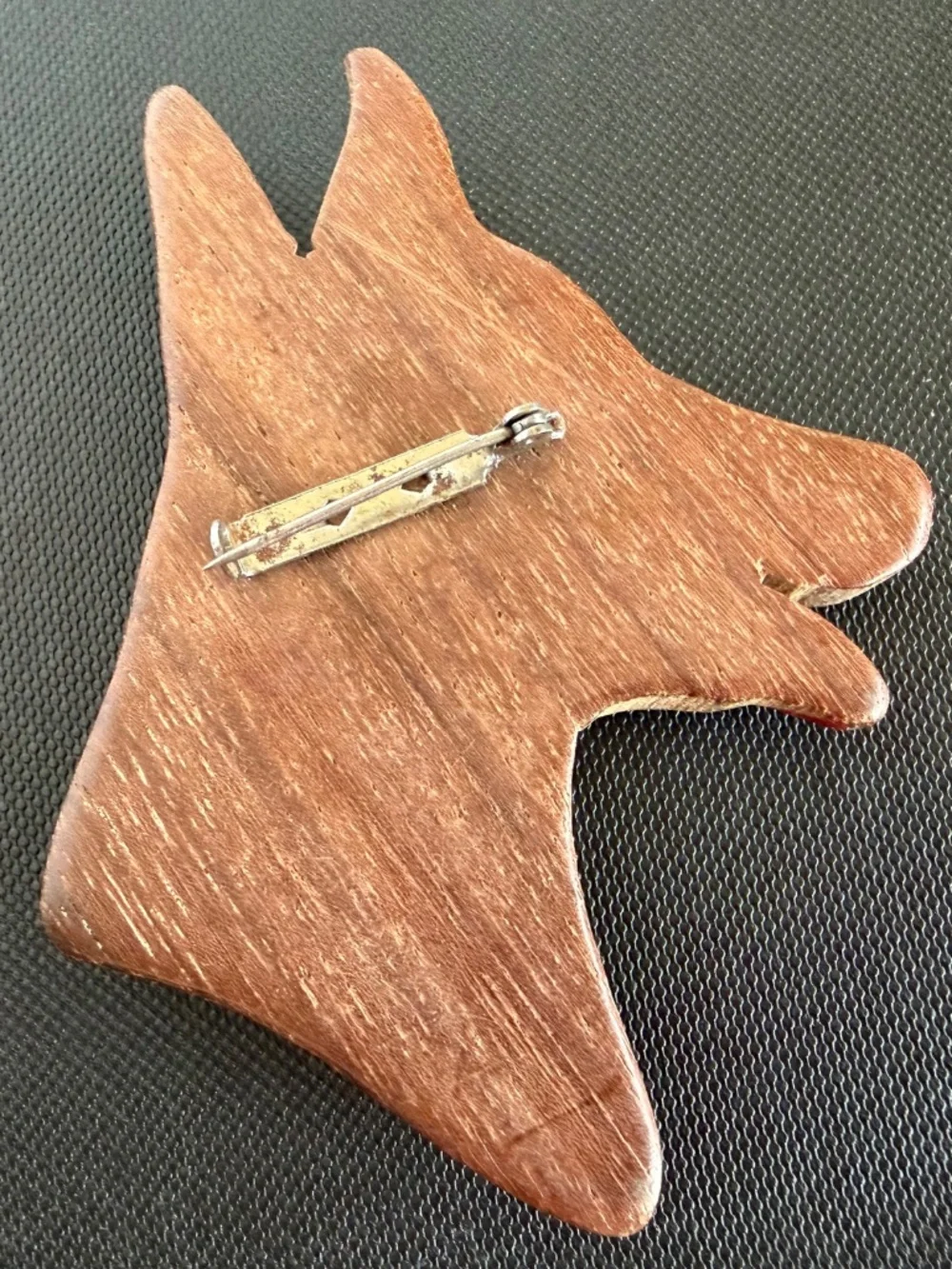 Vintage Carved Wooden German Shepard Dog Brooch